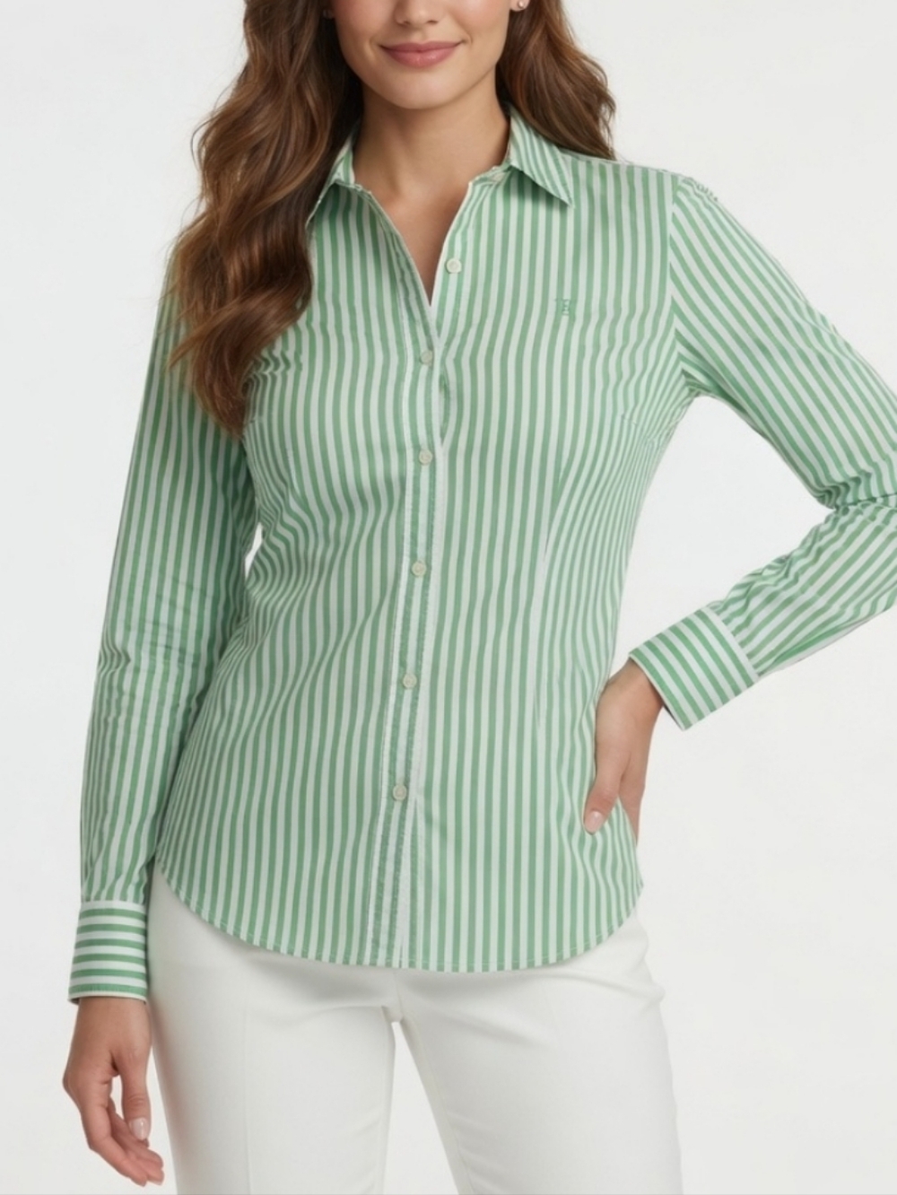 Lauren Ralph Lauren Women's 100% Cotton Striped Long-Sleeve Shirt (SIZE:1x)